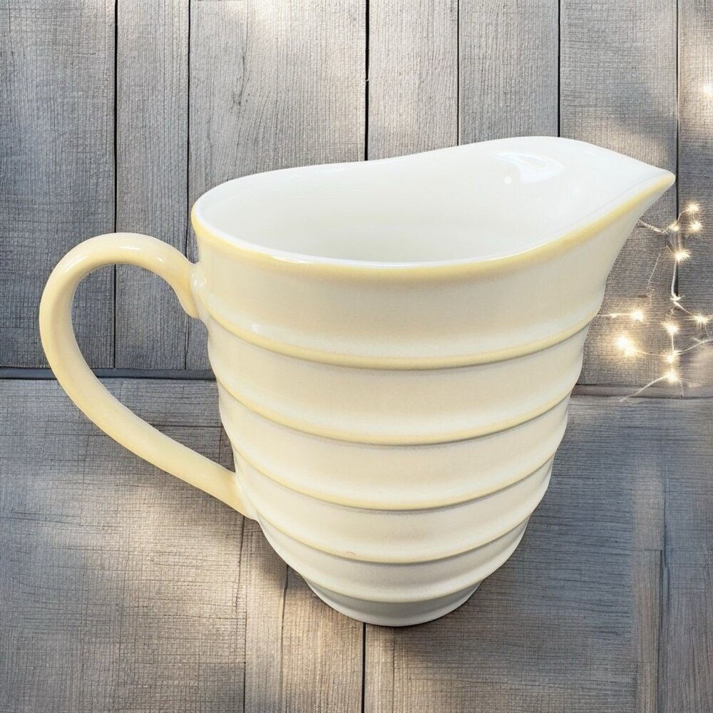 Dansk Reactic Khaki Creamer Small Pitcher Stoneware Light Brown White Inside